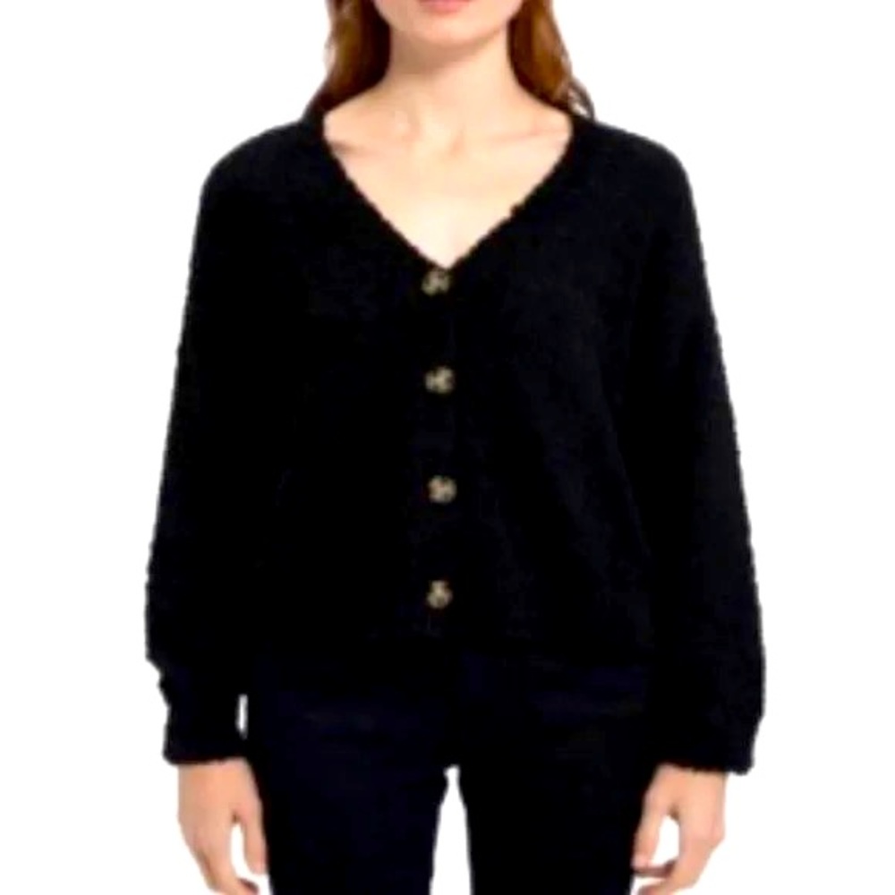 NWT Social Standard by Sanctuary Popcorn Cropped Cardigan Black